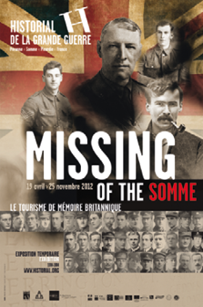 Affiche de l'expo "Missing of the Somme" réalisée pour l'Historial de la Grande Guerre à Péronne