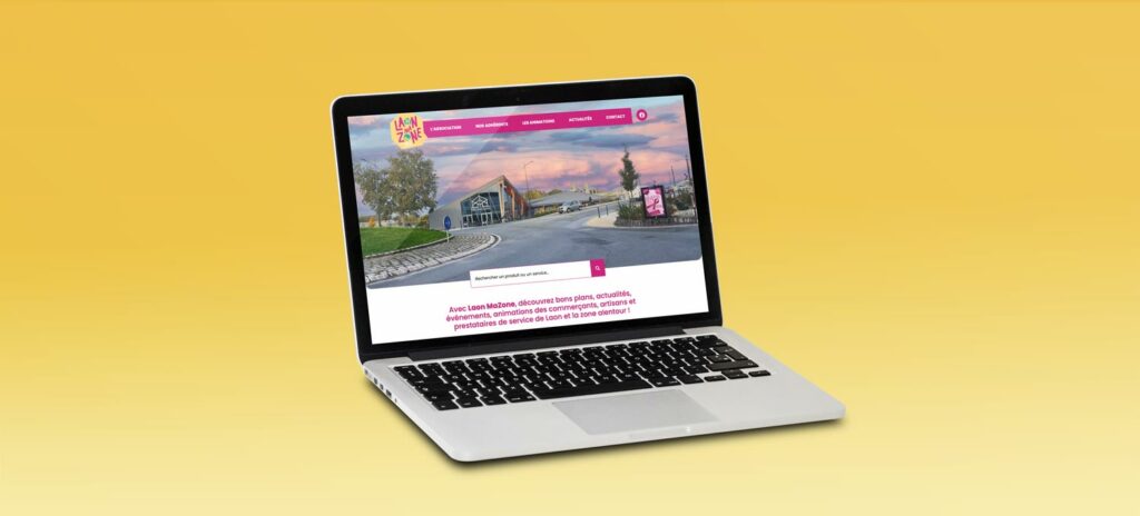 Site web et logo association de commerçants Laon MaZone