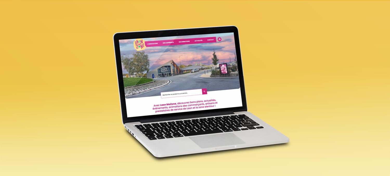 Site web et logo association de commerçants Laon MaZone