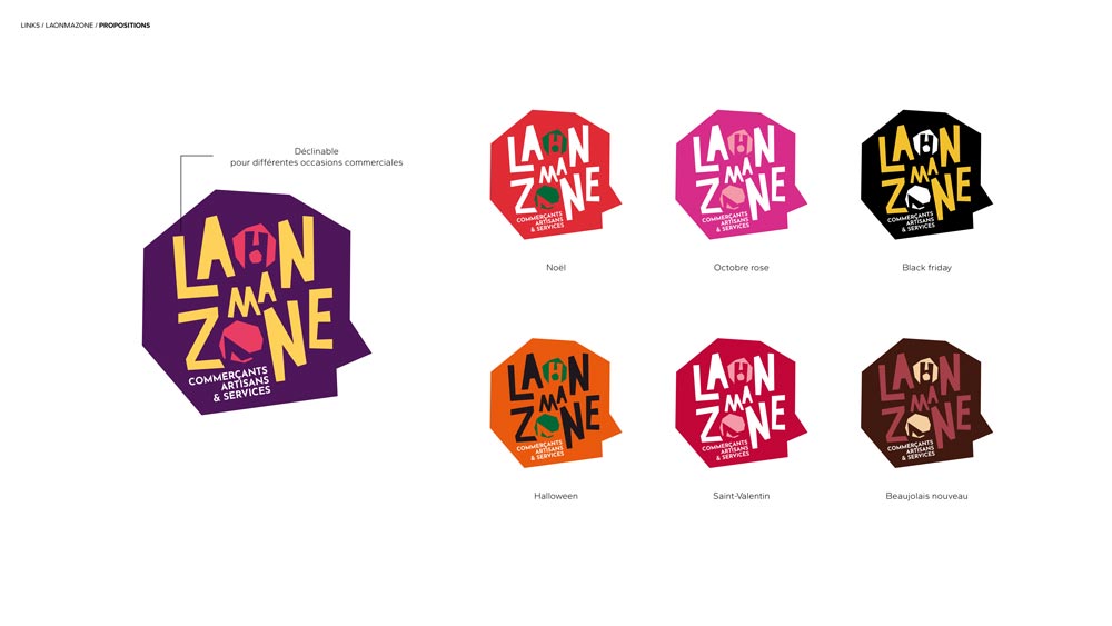 Site web et logo association de commerçants Laon MaZone